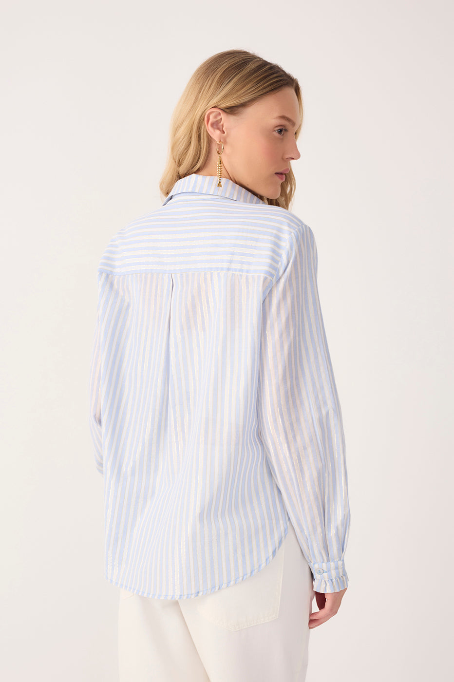 Blue Lurex Stripes Long Sleeve Shirt