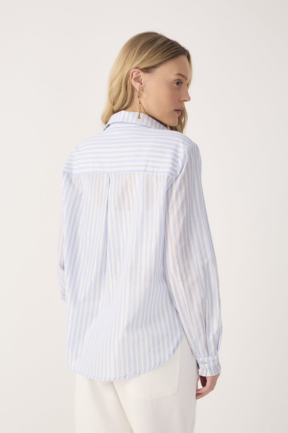 Blue Lurex Stripes Long Sleeve Shirt