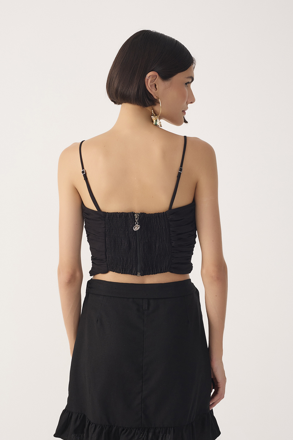 Black Draped Removable Strap Blouse