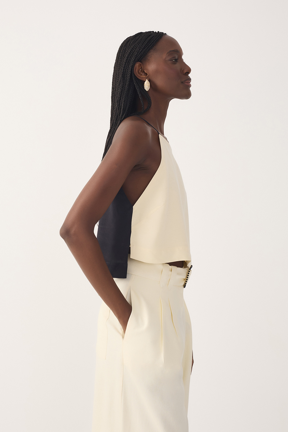 Bicolor Square-Cut Blouse