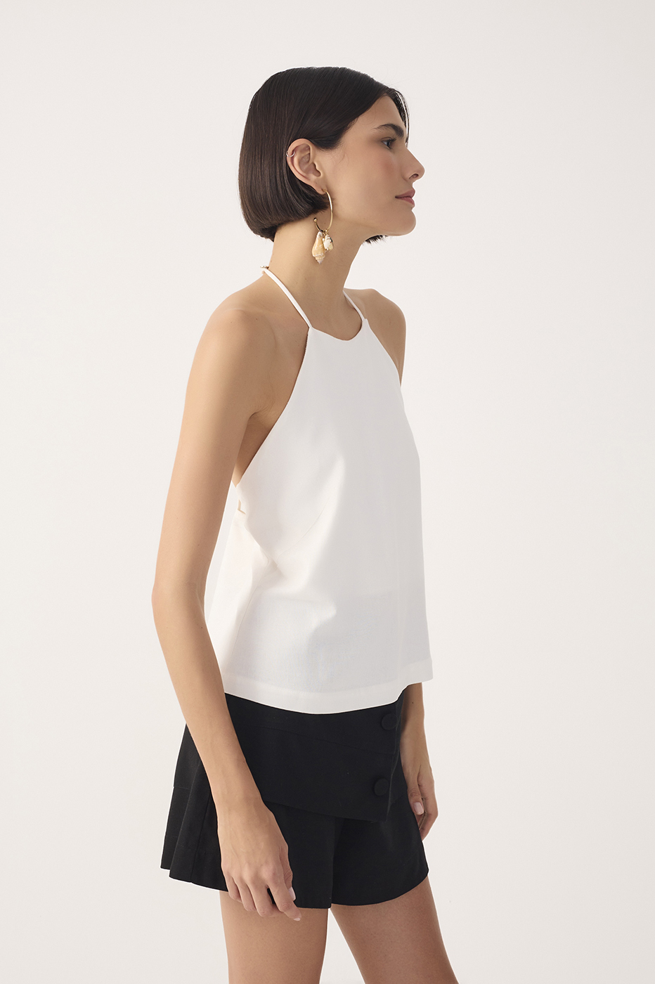 Off-White Halter Neck Linen Blouse
