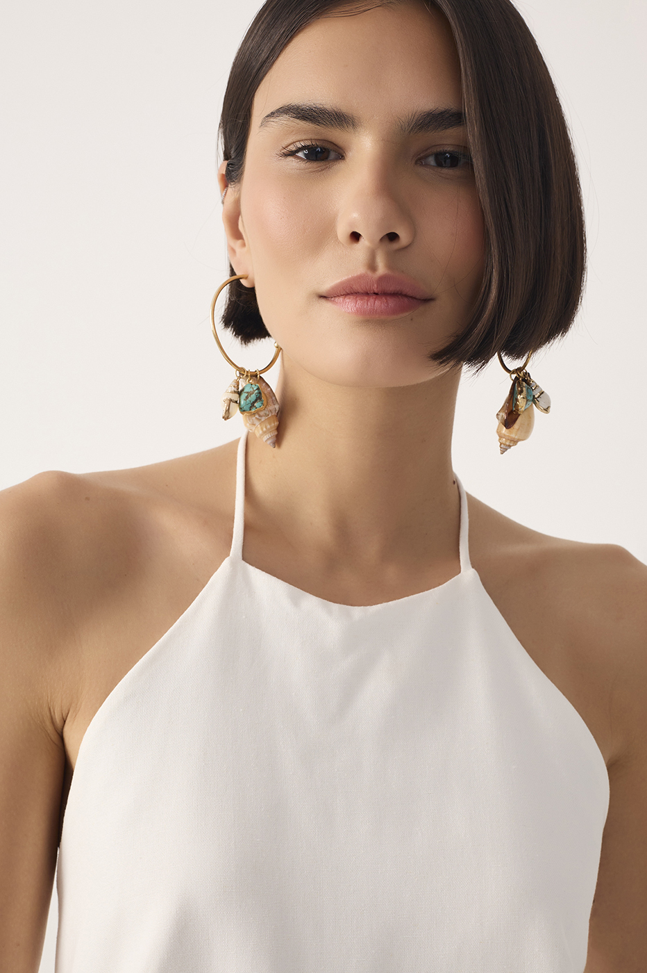 Off-White Halter Neck Linen Blouse