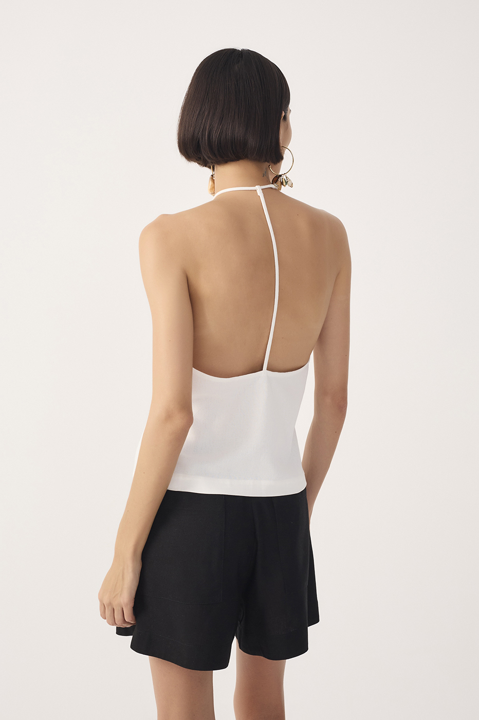 Off-White Halter Neck Linen Blouse