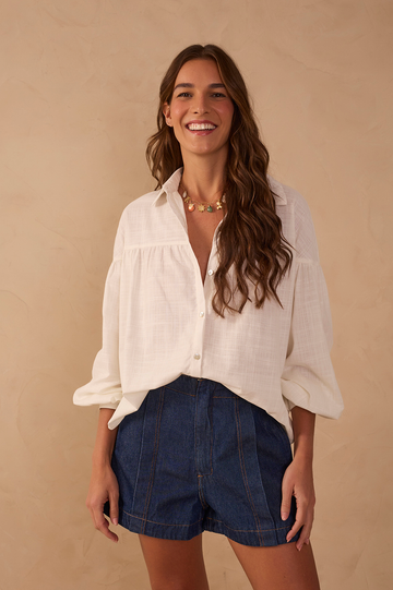 Off-White Collared Buttoned Cotton Shirt