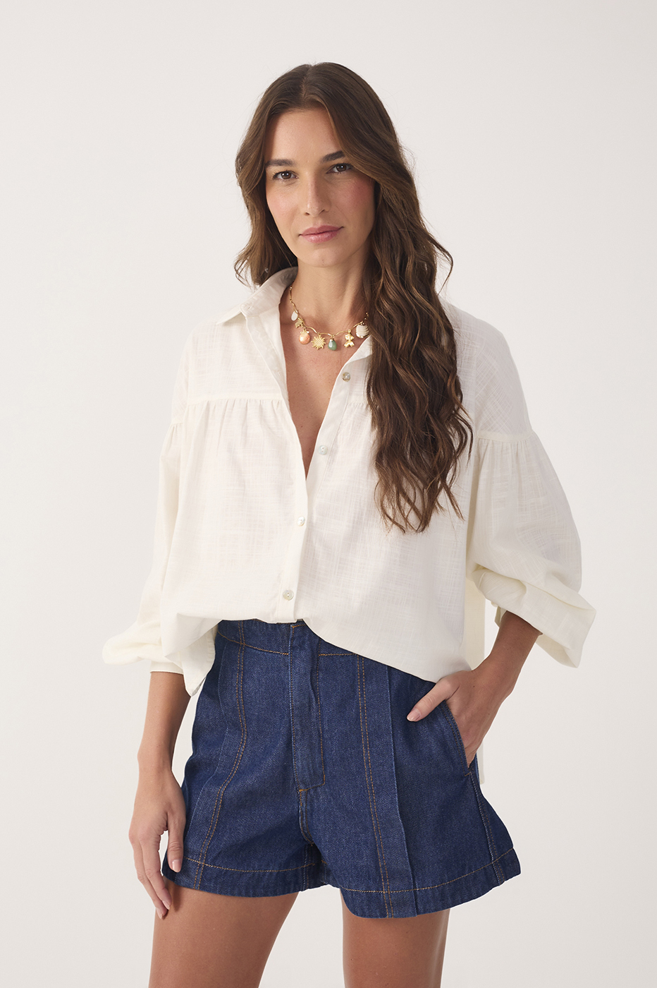 Off-White Collared Buttoned Cotton Shirt