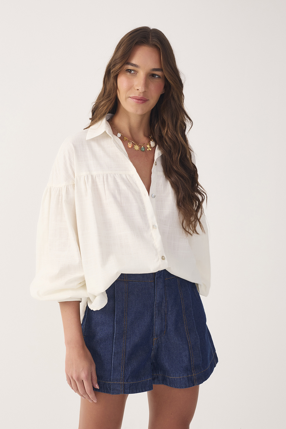Off-White Collared Buttoned Cotton Shirt