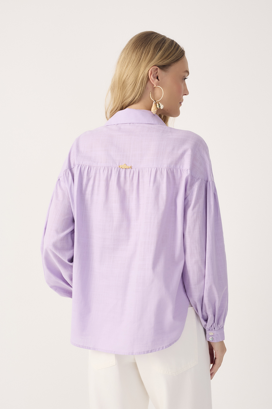 Lilac Collared Buttoned Cotton Shirt