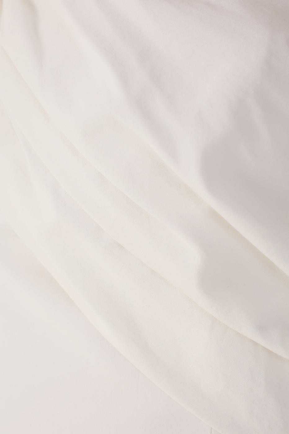 Off White One-Shoulder Ruched Cotton Blouse