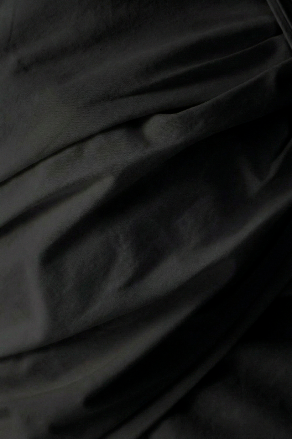 Black One-Shoulder Ruched Cotton Blouse