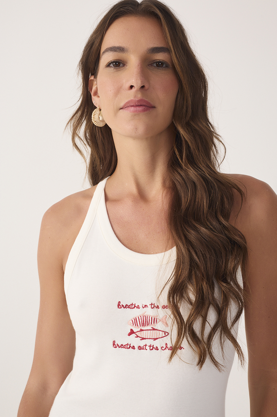Embroidered Ocean Tank Top