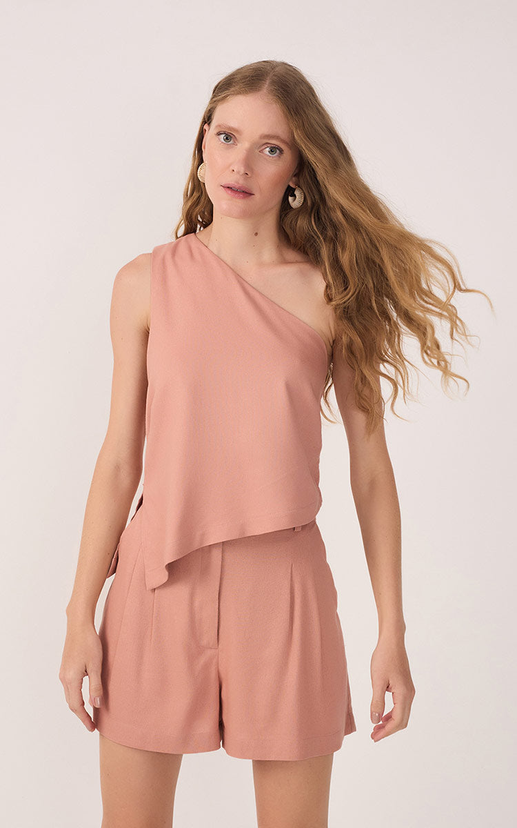 Pink Brisa One-Shoulder Asymmetric Top