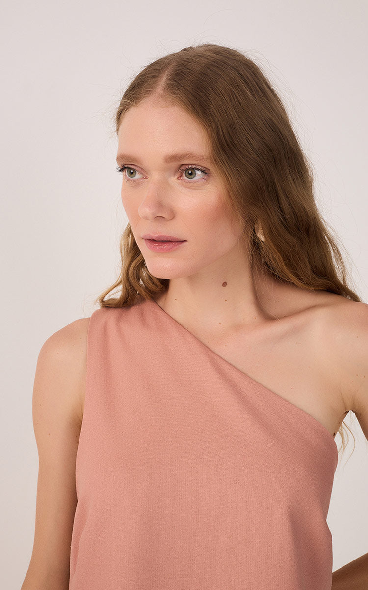 Pink Brisa One-Shoulder Asymmetric Top