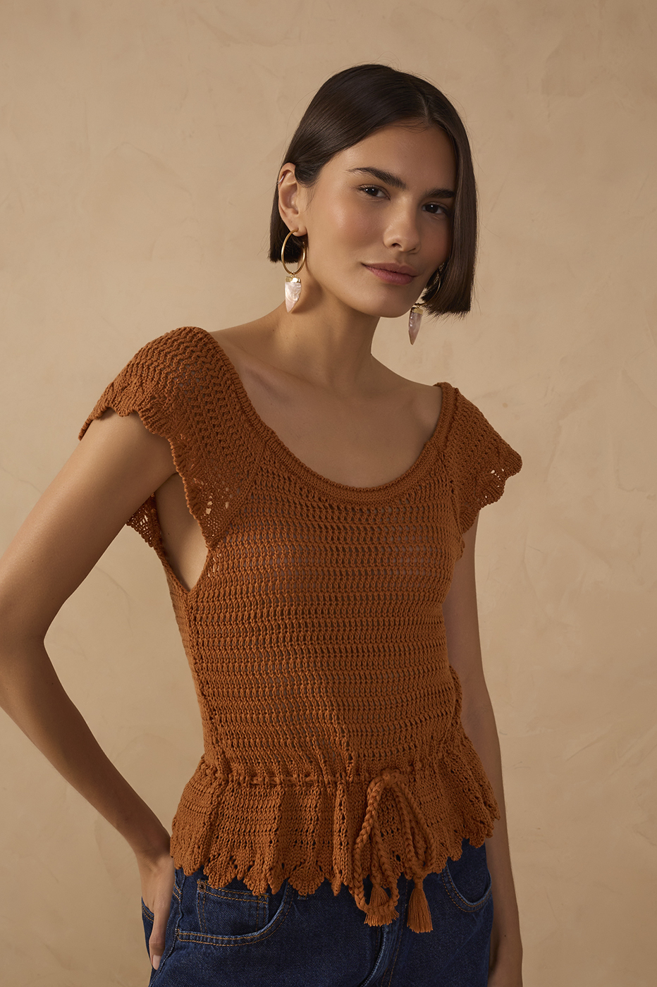 Knit Tie Detail Blouse