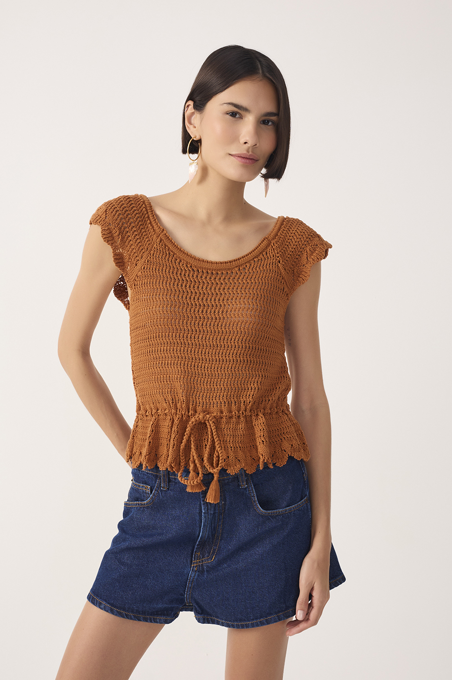 Knit Tie Detail Blouse