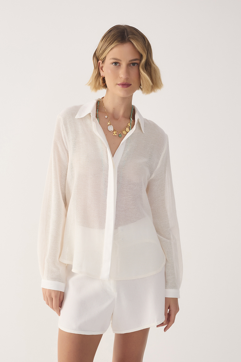 Detailed Linen Shirt with Canvas