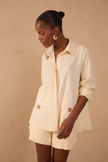 Linen Solar Dance Embroidery Shirt
