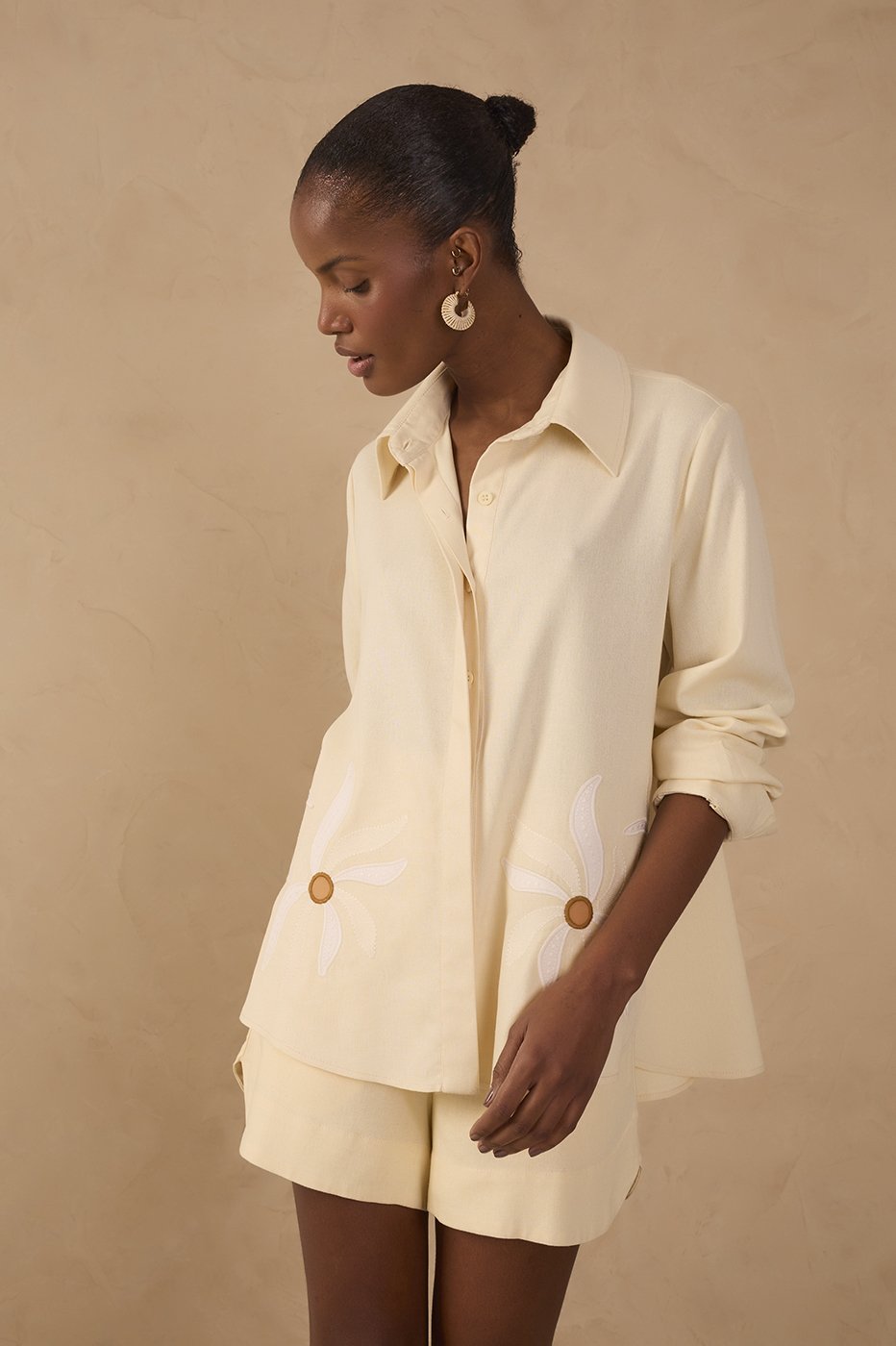 Linen Solar Dance Embroidery Shirt