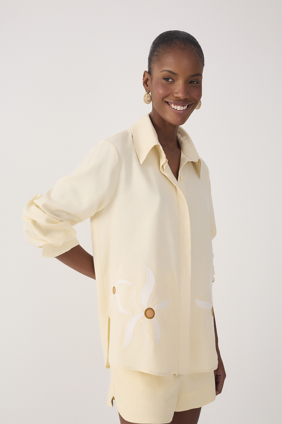 Linen Solar Dance Embroidery Shirt