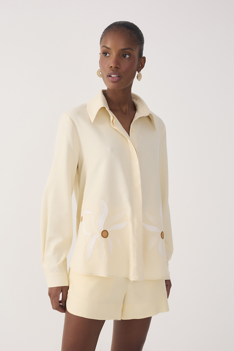 Linen Solar Dance Embroidery Shirt