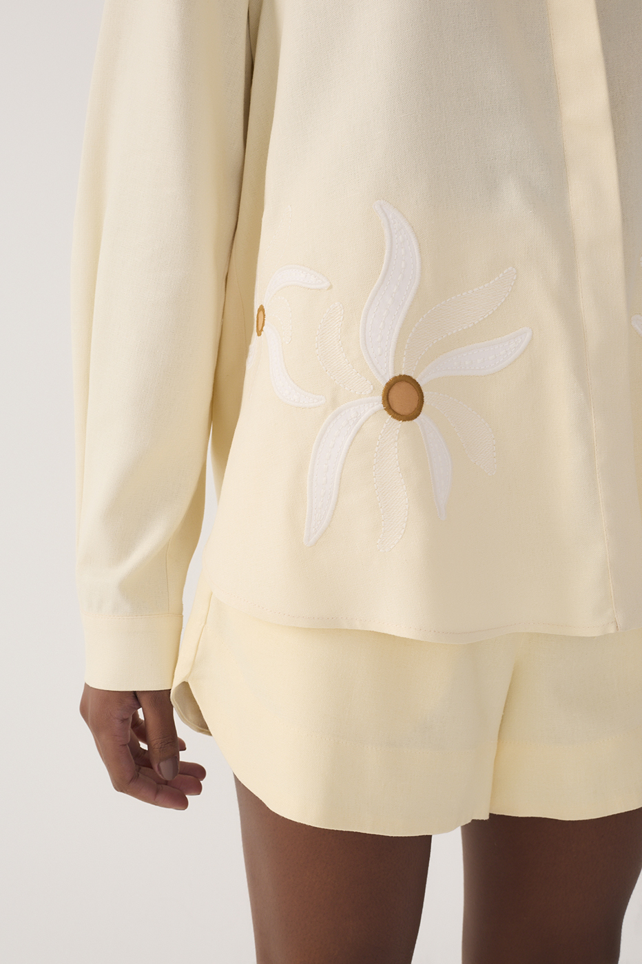 Linen Solar Dance Embroidery Shirt