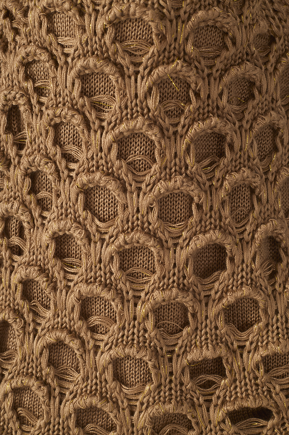 Golden V Neck Sleeveless Lurex Knit Top