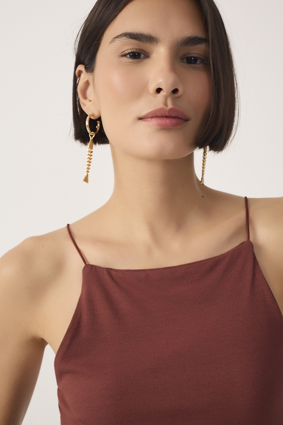 Brown Square-Neck Blouse