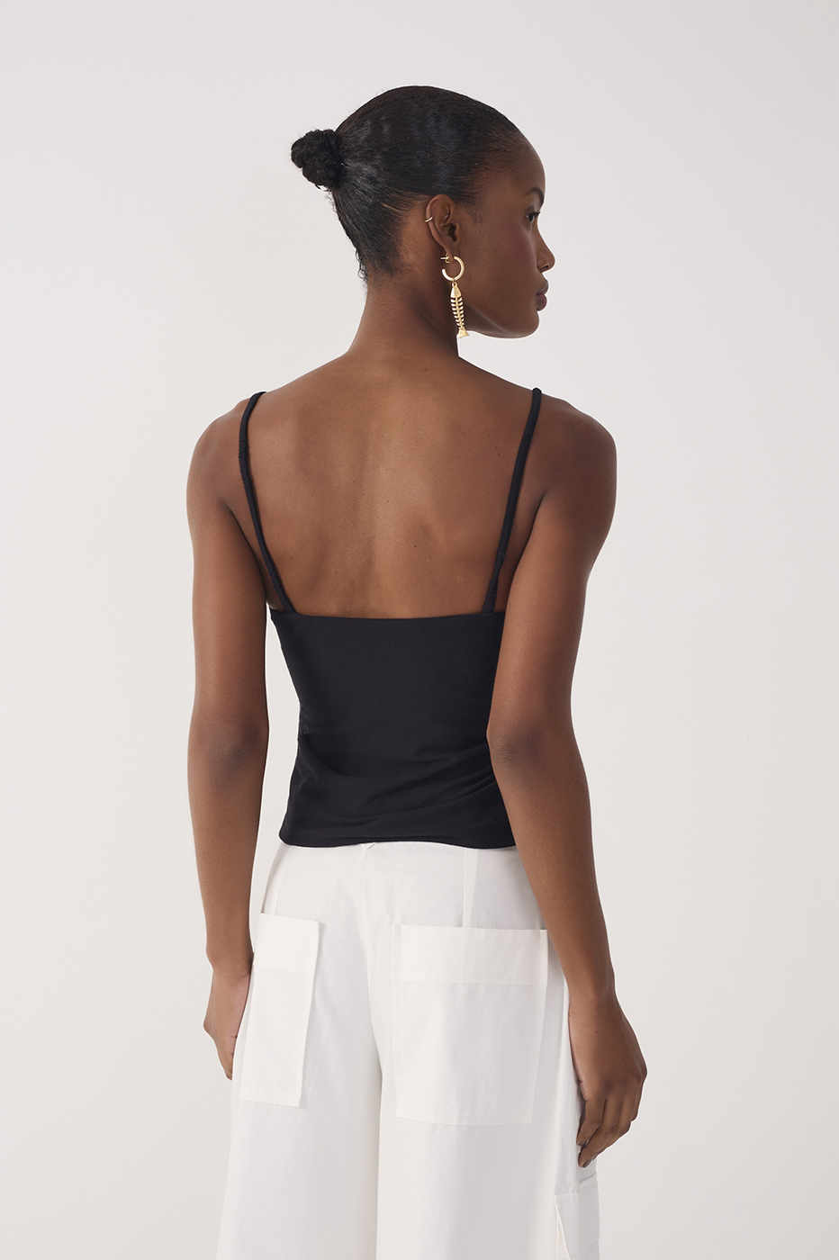 Black Twisted Front Crepe Blouse