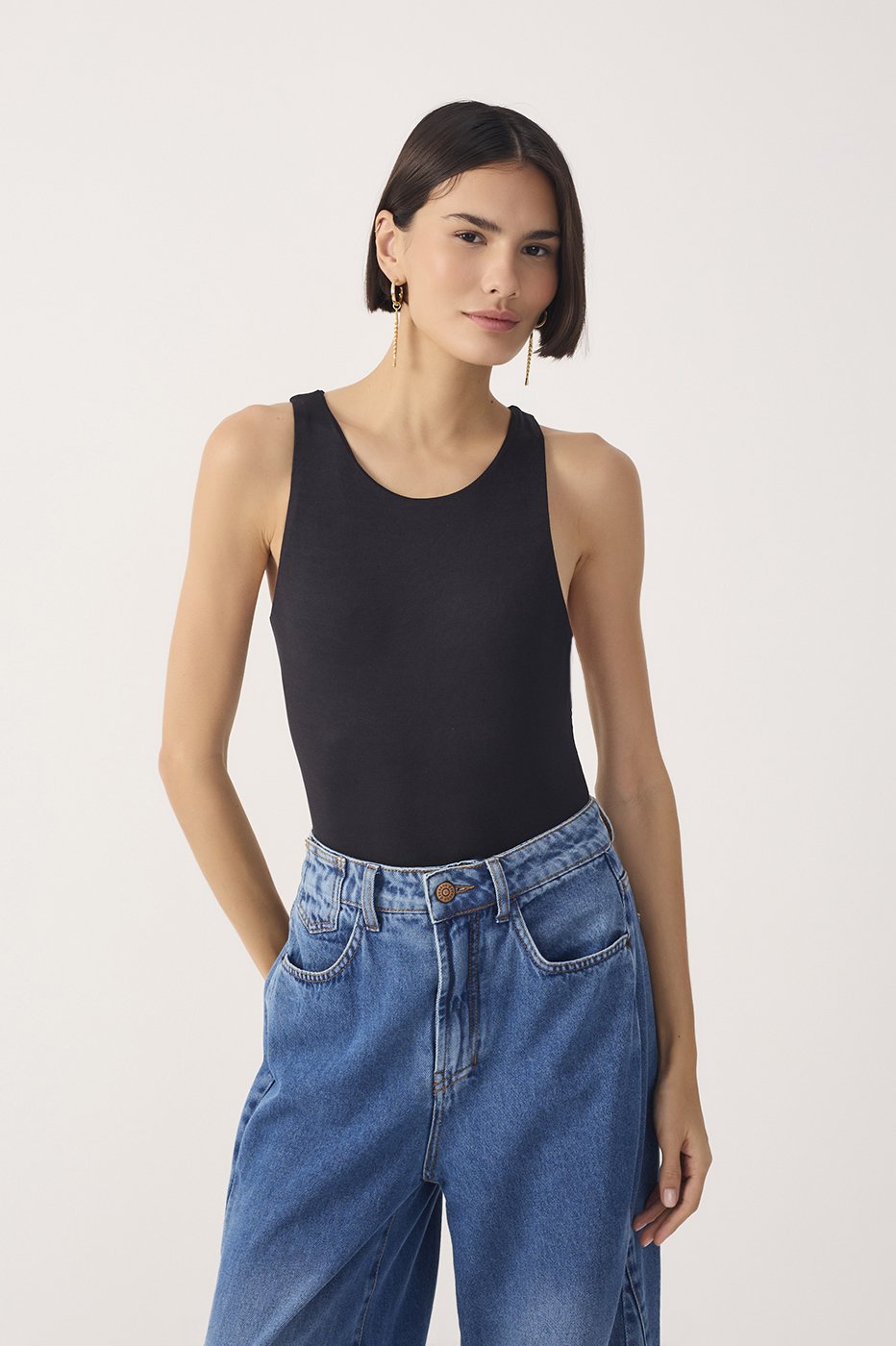 Black Open Back Cut-Out Bodysuit