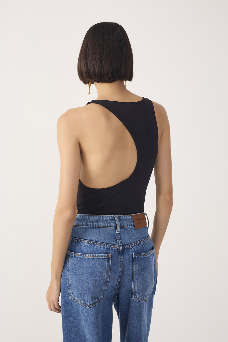 Black Open Back Cut-Out Bodysuit