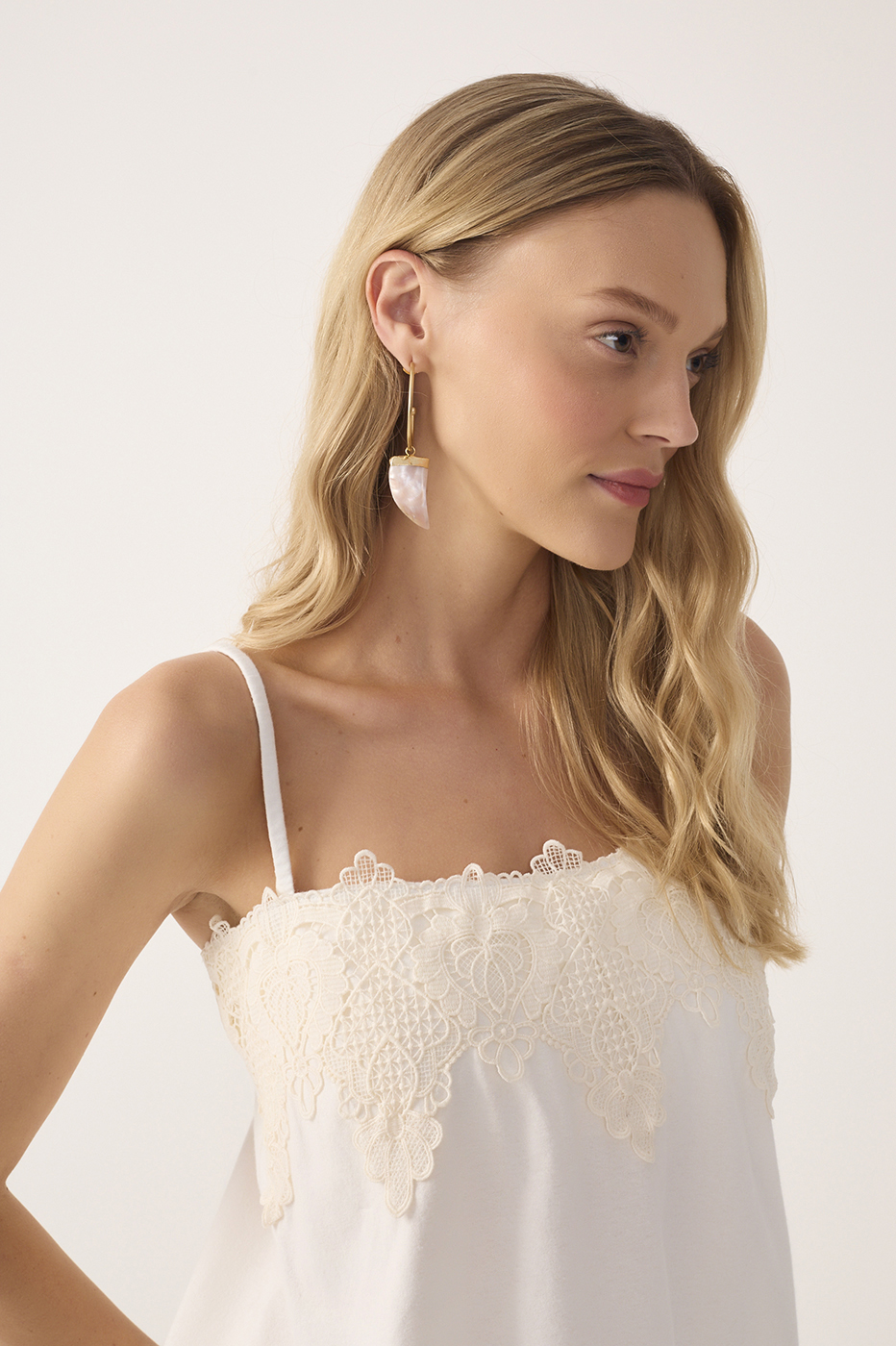 Off-White Sleeveless Lace Tunic