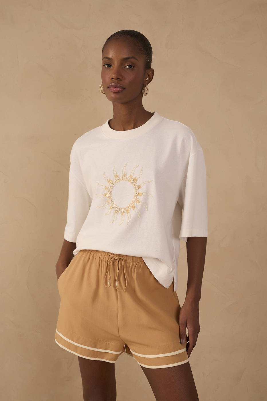 Off-White Embroidered Sun T-shirt