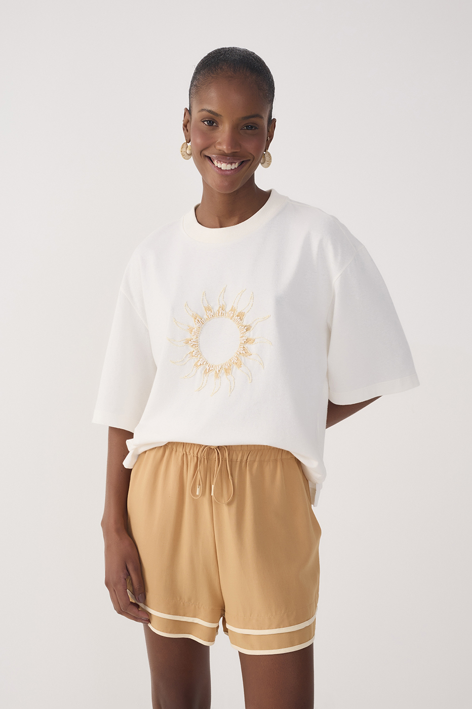 Off-White Embroidered Sun T-shirt