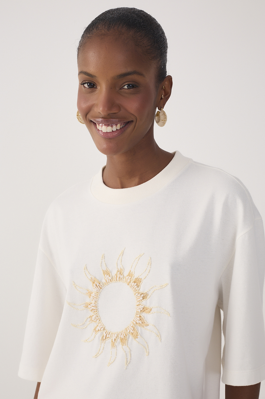 Off-White Embroidered Sun T-shirt