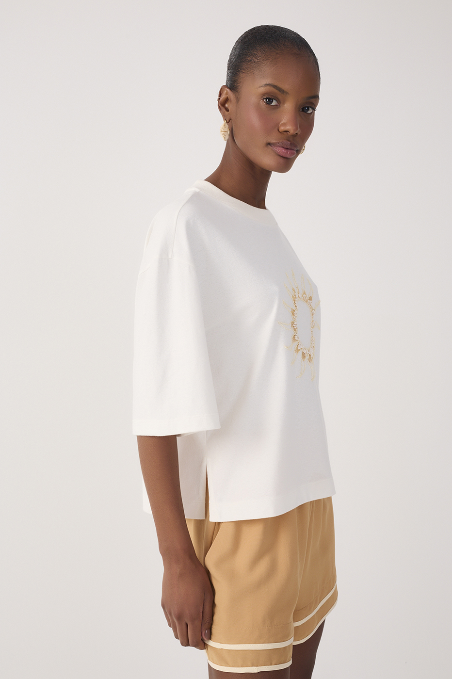 Off-White Embroidered Sun T-shirt
