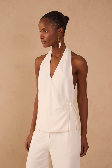 Halter Neck Linen Blouse