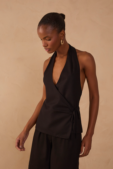 Halter Neck Linen Blouse