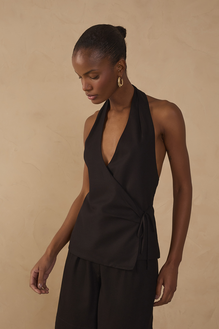 Halter Neck Linen Blouse