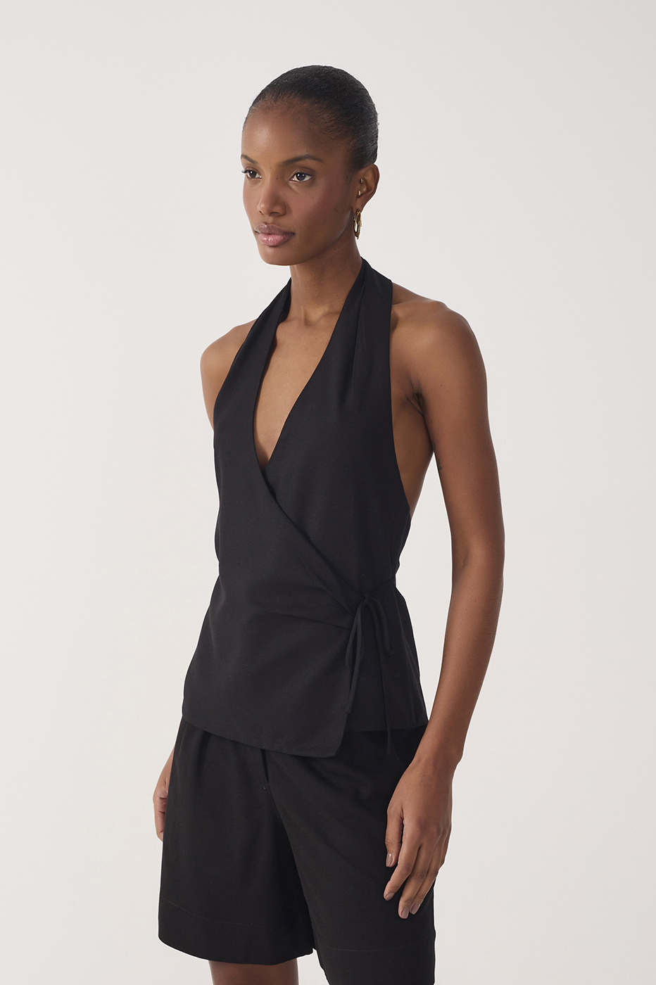 Halter Neck Linen Blouse
