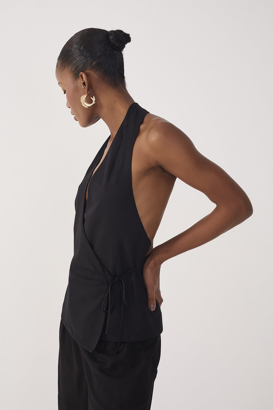 Halter Neck Linen Blouse
