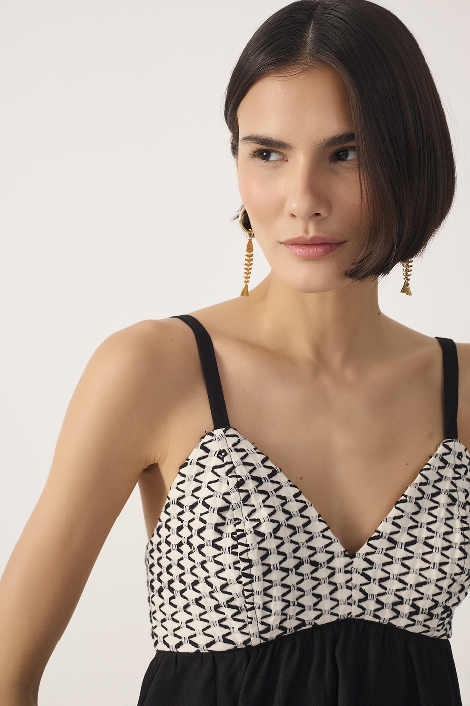 Black Ruched Linen Blouse