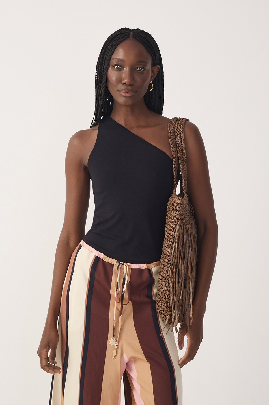 Black One-Shoulder Sleeveless Top