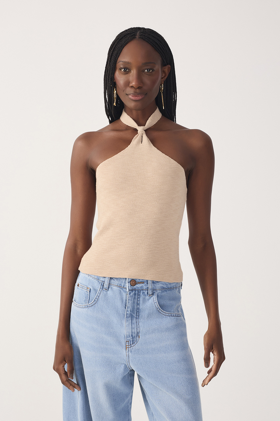 Knot Detail Knit Blouse