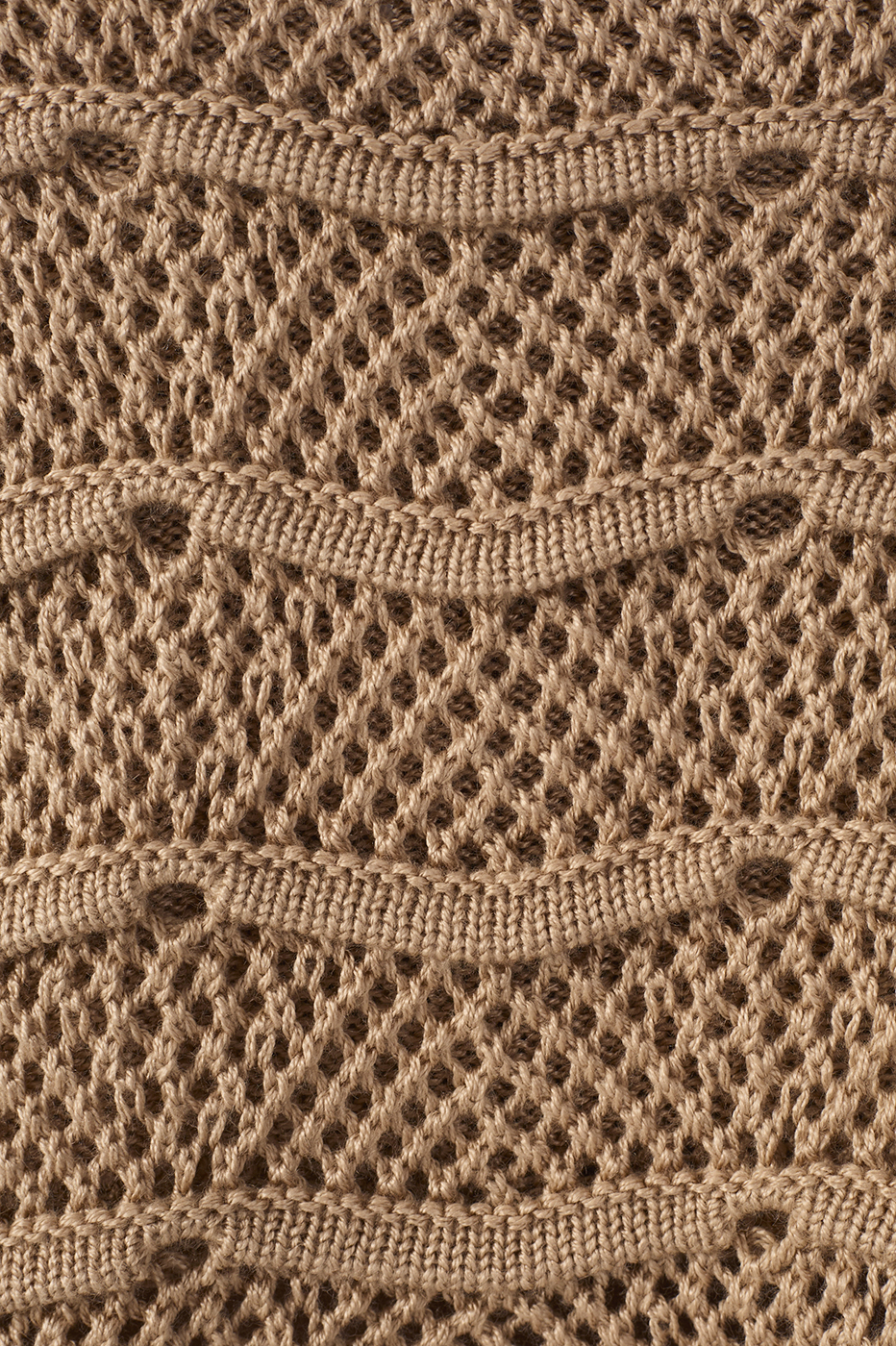 Beige Square Neck Sleeveless Tricot Blouse