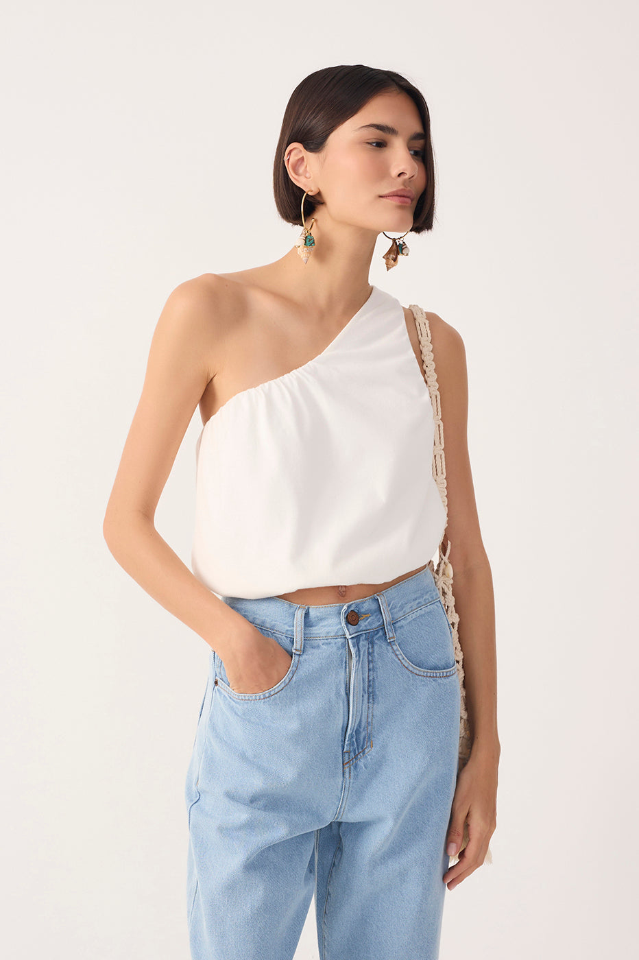 Off-White One-Shoulder Balloon Blouse