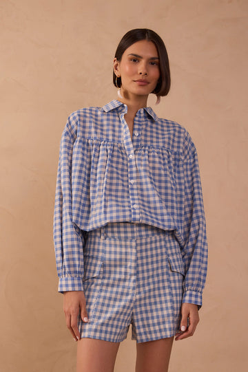 Vichy Cut-out Yoke Shirt
