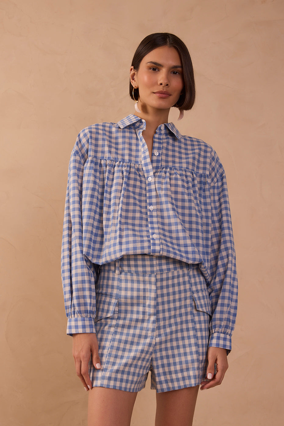 Vichy Cut-out Yoke Shirt