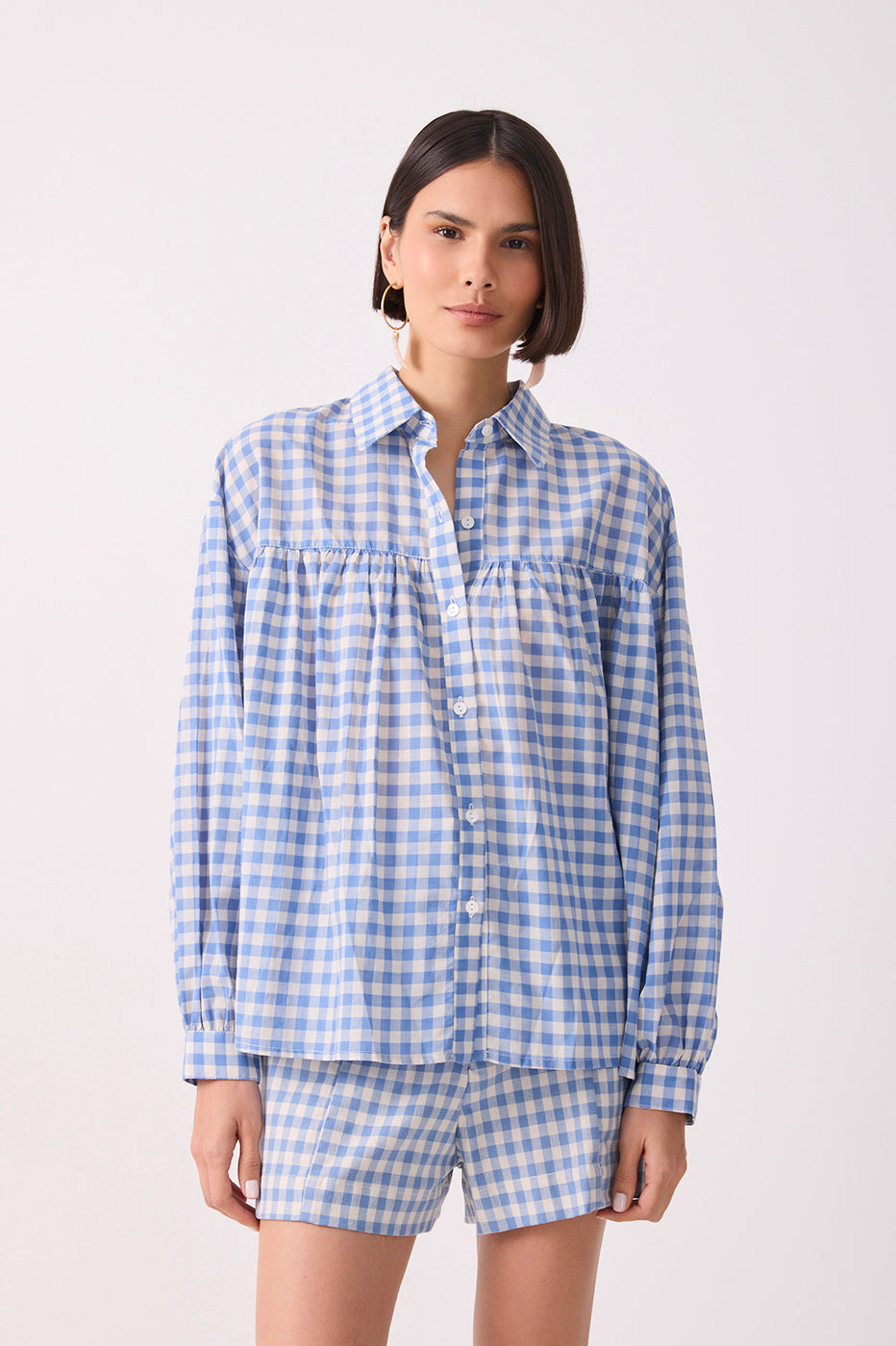 Vichy Cut-out Yoke Shirt