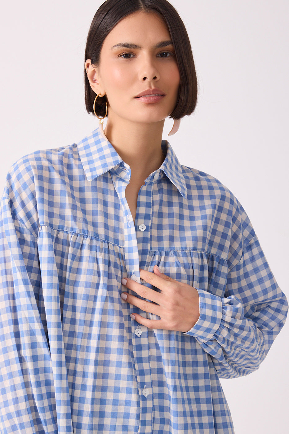 Vichy Cut-out Yoke Shirt