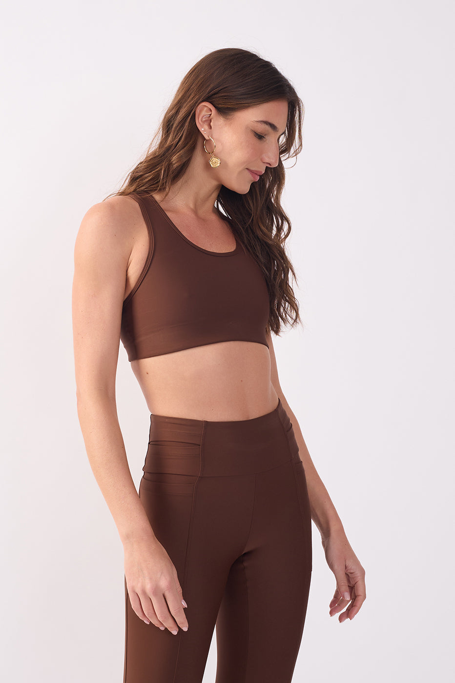 Brown Workout Fitted Super Pocket Top