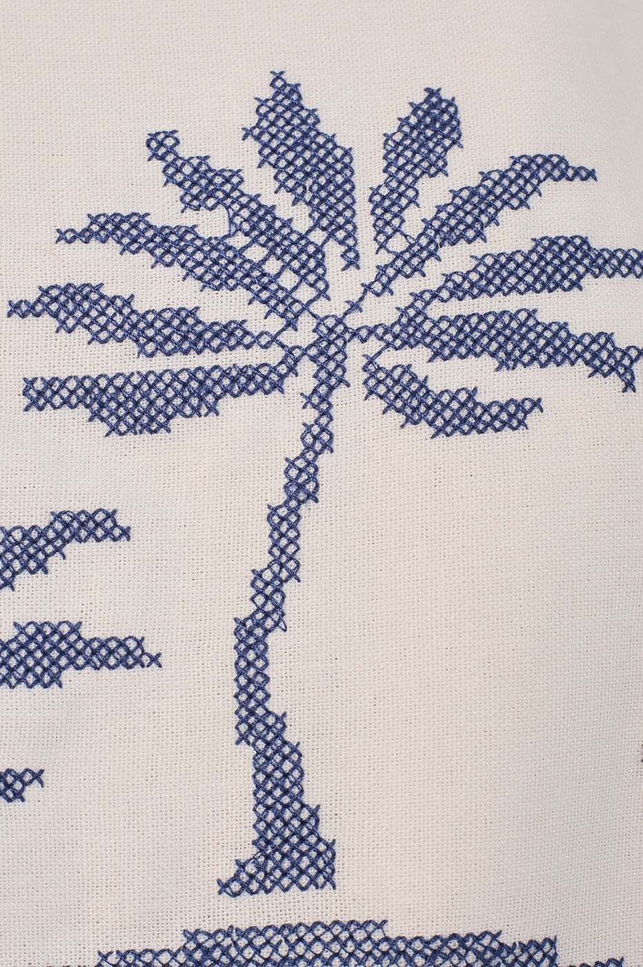 Embroidered Coconut Tree Linen Blouse
